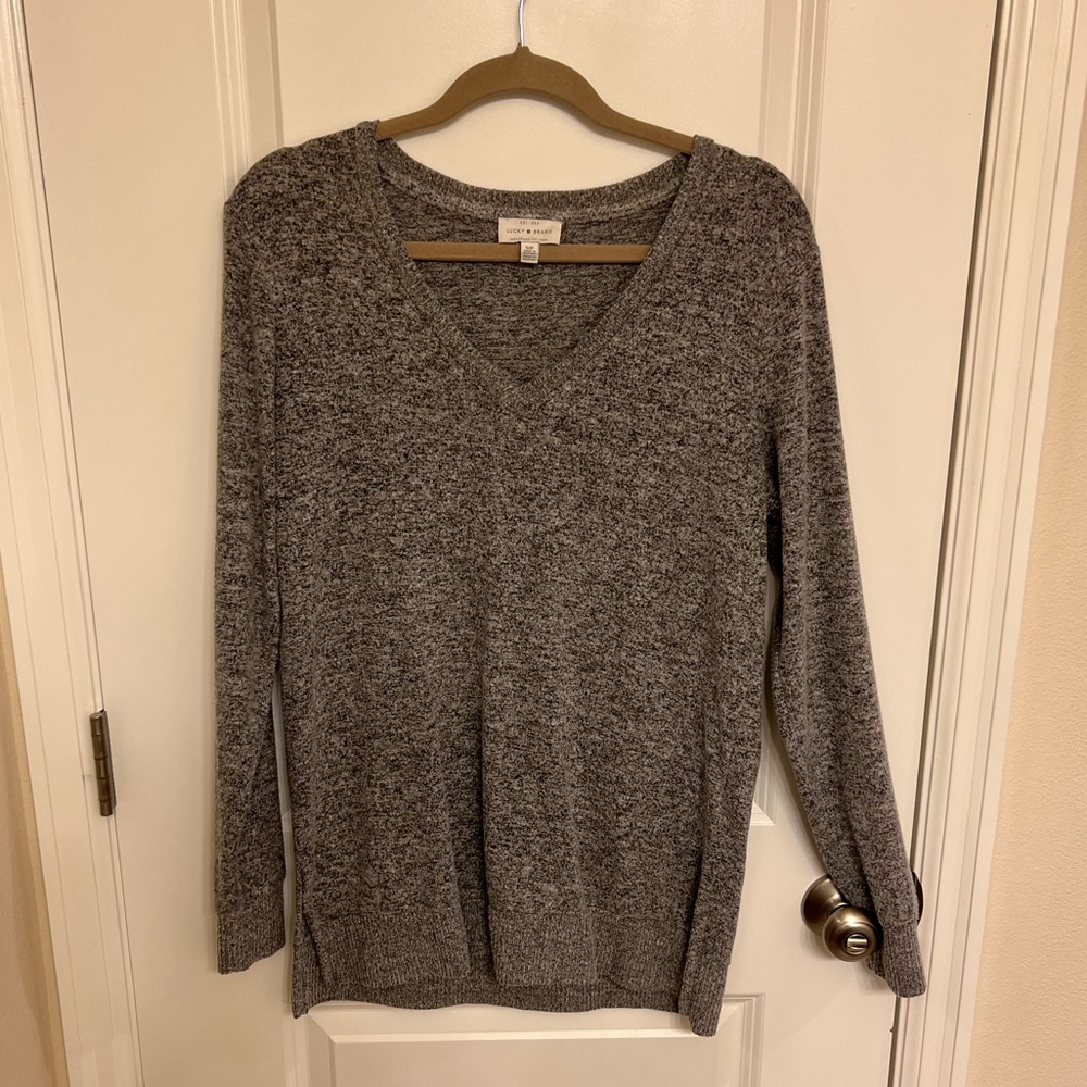 LUCKY BRAND cloud jersey grey v-neck tunic sweater. Size Small